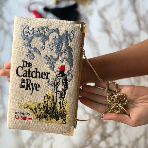 Custom Book clutch, The catcher in the Rye, womens purse handbag accessories bag unique personalised customisable velvet silk wood clutch
