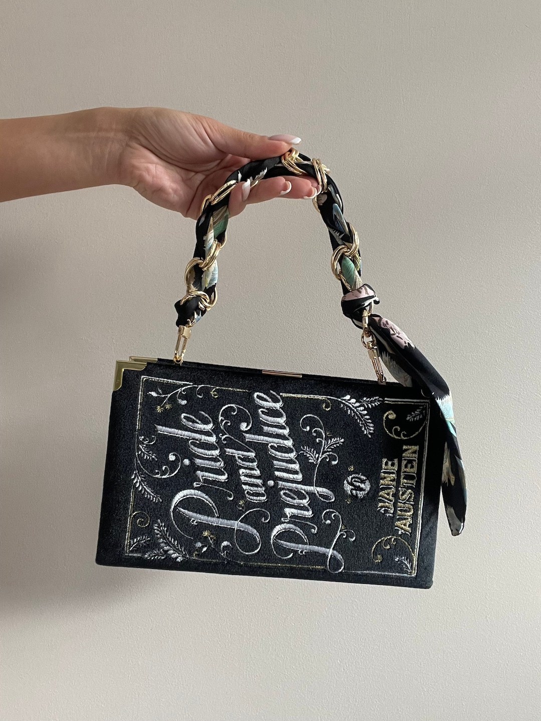 Pride And Prejudice Embroidered Appliquéd Canvas Clutch main image 0