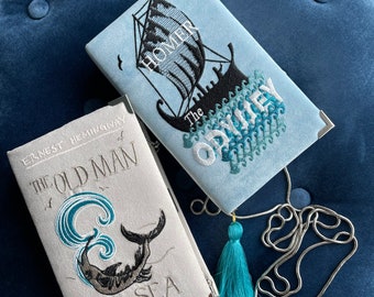 Embroidered Book clutch ODYSSEY purse, handmade velvet silk hand bag, women accessories bookworm gift womens bag