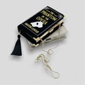 Embroidered book clutch, novelty bag, crossbody, shoulder purse black velvet Phantom of the Opera product logo