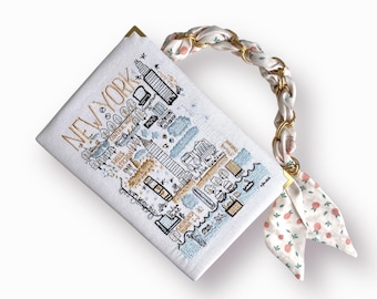 New York embroidered bridal book bag clutch, evening purse