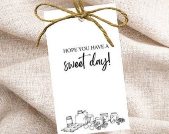 Have a Sweet Day Favor Tag, Black and White Tag, Bakery, Cookie Tag, Instant Download, Printable, Party Favor, Thank you, Digital