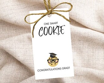 One Smart Cookie Favor Tag, Printable, Digital Download, Congrats Grad Favour Tag, Graduation, Grad Gift, Grad Cap