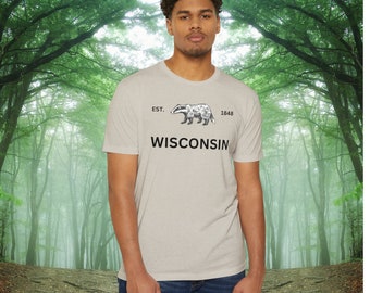 Wisconsin badger Tshirt, Tshirt, Father's Day Gift, State Tshirts, Travel Shirt, Badger, Badger Tshirt, Wisconsin Tshirt