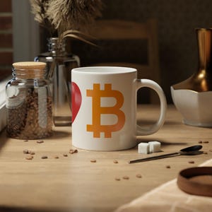 Caneca de café I Love Bitcoin 20oz, utensílio para bebidas para investidores em criptomoedas, presente para entusiastas de Bitcoin, copo grande de cerâmica para amantes e comerciantes de blockchain