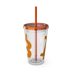 Bitcoin Tumbler with Straw, 16oz, Bitcoin Cup, Bitcoin Water Bottle, Crypto Currency, Crypto, Bitcoin