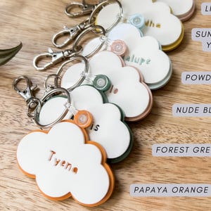 Cloud keychain, Cloud bag tag, Luggage tag, Kids backpack tag, 3D keyring, Acrylic name bag tag, Name bag tag, Back to school, Lunch box tag