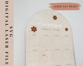 Milestones board laser file, Glowforge laser cut files, First year display cut file svg, My first year board, Daisy birthday theme, One year