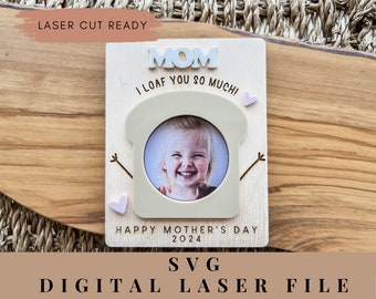 Imán de nevera del Día de la Madre, regalo del Día de la Madre, corte láser Glowforge, imán de foto de la abuela, imán de foto de mamá, archivo láser SVG, archivo digital