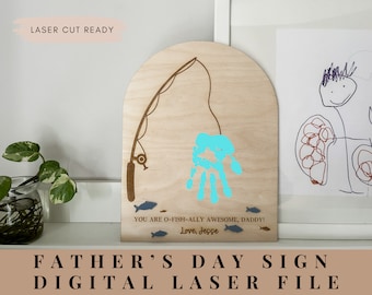 Vatertagsschild, Vatertags-Handabdruck, DIY Handabdruck Vatertag, Glowforge, Vatertagsgeschenk, Laser-Datei, Vatertags-Svg-Datei