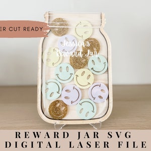 Reward jar svg, Glowforge cut file, Reward jar laser cut file, Glowforge file, Reward jar glowforge, svg glowforge, Positive reinforcement