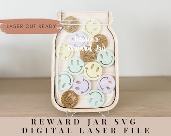Reward jar svg, Glowforge cut file, Reward jar laser cut file, Glowforge file, Reward jar glowforge, svg glowforge, Positive reinforcement