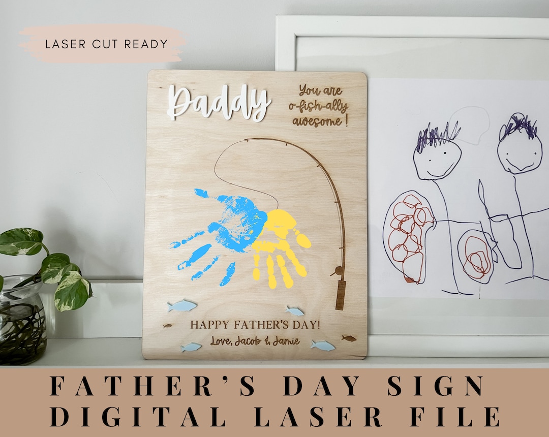 Father's Day Sign, Father's Day Handprint Sign, DIY Handprint Father's ...