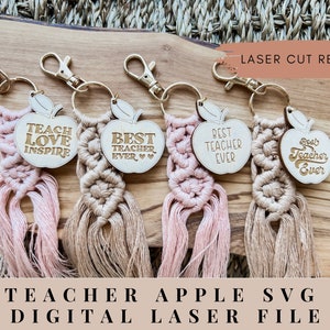 Lehrer Apple Schlüsselanhänger Laser geschnitten Datei, Lehrer Schlüsselanhänger svg, Geschenk für Lehrer glowforge Datei, Lehrer Anerkennung Geschenk, Apple Schlüsselanhänger