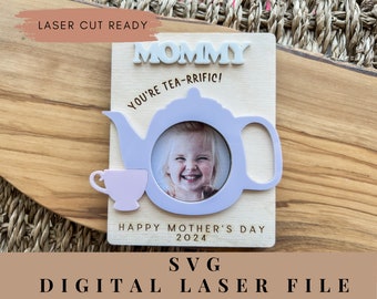 Moederdag koelkastmagneet, Moederdagcadeau, Glowforge lasergesneden bestanden, Oma fotomagneet, Moeder fotomagneet, SVG laserbestand