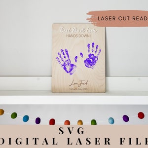 Najlepszy tata, znak na dzień ojca, znak odcisku dłoni na dzień ojca, odcisk dłoni na dzień ojca DIY, Glowforge svg, svg na dzień ojca, plik laserowy