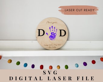 Vatertag Schild, Vatertag Handabdruck Schild, DIY Handabdruck Vatertag, Bester Vater zweifellos, Glowforge svg, Vatertag svg, Laser Datei