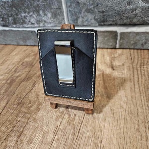 Cartera delgada negra con clip para billetes