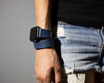 Double Wrap Apple Watch Band | Soft Italian Leather Apple Watch Strap | Watch Band For Women / Men | Apple Watch 38mm - 44mm, Series 7, 8