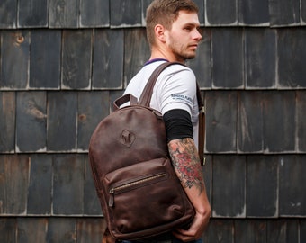 Leather Backpack Men / Women | Leather Rucksack | Laptop Backpack | Minimalist Backpack