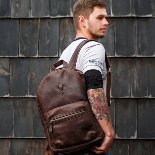 Leather Backpack Men / Women Leather Rucksack Laptop | Etsy