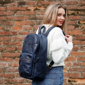 Leather Backpack Leather Rucksack Laptop Backpack with Pockets Backpack Women / Men image 4