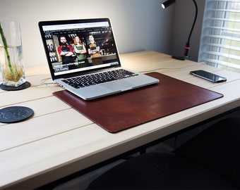 Leather Table Mat Chromexcel Brown Leather Desk Mat Custom Etsy