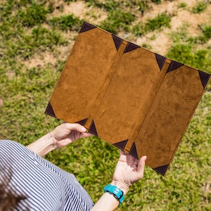 Restaurant Trifold Leather Menu / Menu Folder Design / Custom Cafe Bar Menu Book / Engraved Menu Cover / Guest Book / Hardcover Menu image 1