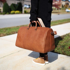 Duffel Bag, Cappuccino Leather Bag, Weekend Large Bag, Travel Bag, Milwaukee Leather, Overnight Brown Bag, Men / Women Bag, Luggage Bag image 2