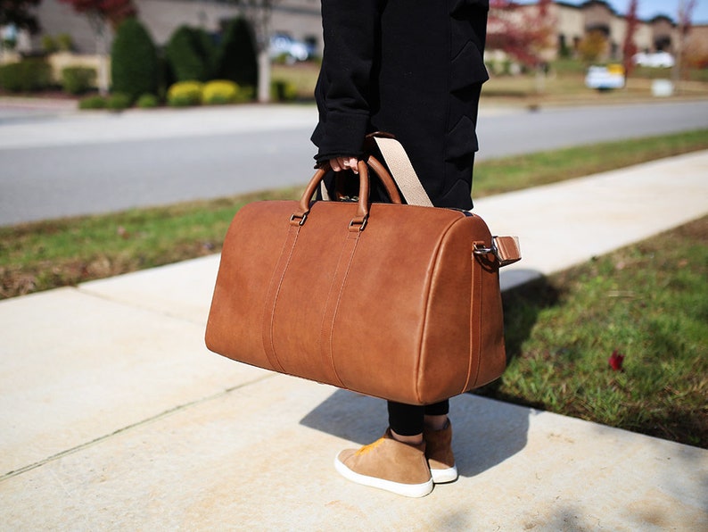 Duffel Bag, Cappuccino Leather Bag, Weekend Large Bag, Travel Bag, Milwaukee Leather, Overnight Brown Bag, Men / Women Bag, Luggage Bag image 2