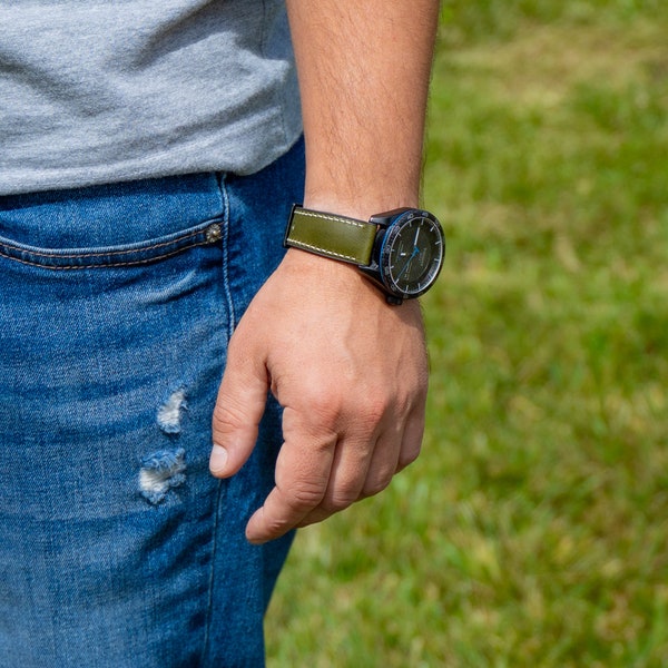 Green Rubber 22mm Watch Strap Etsy