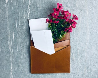 Buzón vertical, soporte de correo de cuero olpr, organizador de correo personalizado, soporte de carta, regalo de inauguración de la casa, bolsillo de montaje en pared, almacenamiento colgante