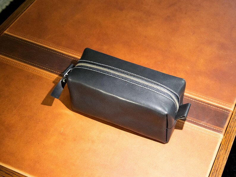 Leather Dopp Kit Men's Black Leather Travel Kit Toiletry Etsy