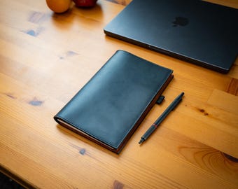 Leather Moleskine Cahier Cover: Refillable Pocket Journal, Monogrammed
