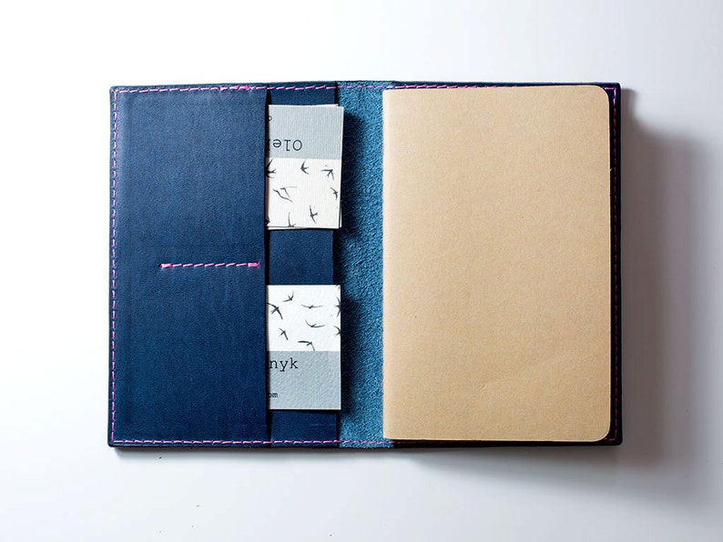 Leather Journal Case With Pockets and Pen Holder Milwaukee Etsy