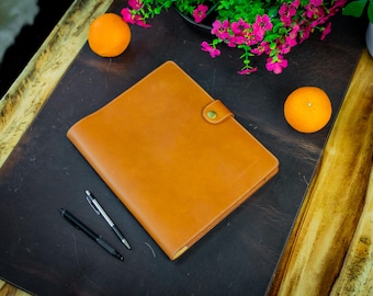 Leather Padfolio for Moleskine XL Classic Journal with Pockets and Pen Loops