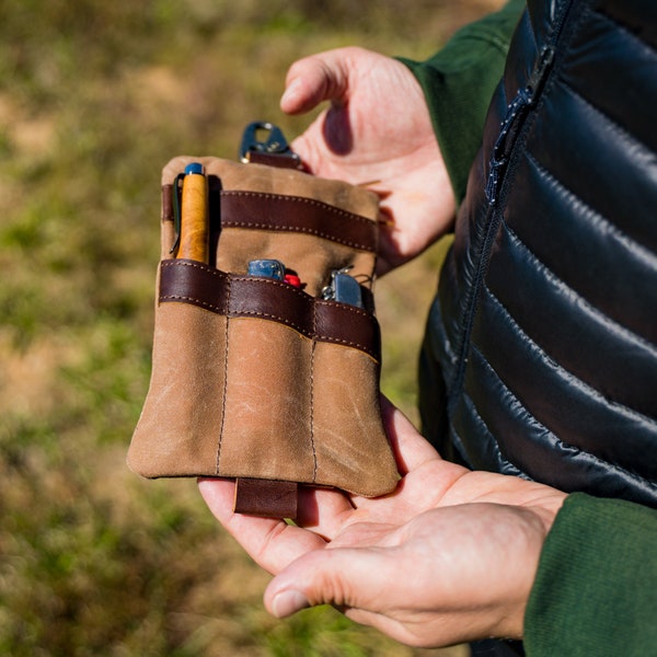 Handmade Multi Tool Pouch / Tool Waist Pouch / Belt Tool Bag with Initials / Canvas Leather Tool Holder / Barber Tool Bag / Tool Organizer