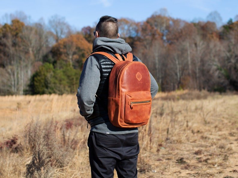 Leather Backpack Men / Women Leather Rucksack Laptop Backpack Minimalist Backpack Chocolate