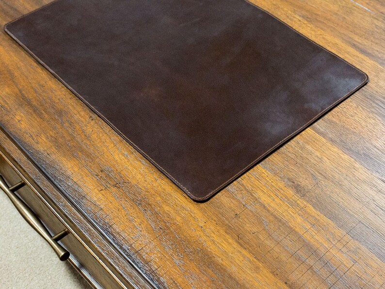 Leather Table Mat Chromexcel Brown Leather Desk Mat Custom Etsy
