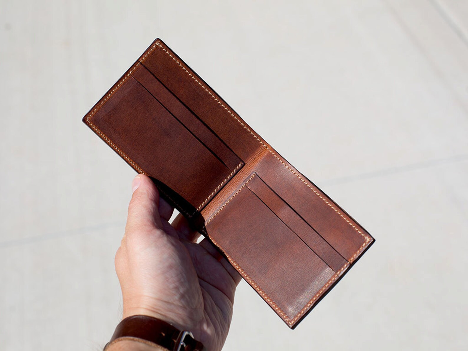 Leather Wallet Horween Leather Wallet Thin Wallet Etsy