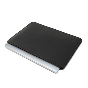 Black Leather Macbook Sleeve with Wool Lining / Laptop Holder / Case fit Air 15&quot; 2023, Pro 14 16 / Macbook Pro 16&quot; / Air 13&quot; Sleeve, M2 2022