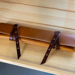 Leather Knife Roll / Personalized Knife Pouch / Natural Knife Case / Leather Knife Bag / Personalized Knife Holder / Gift for Chef