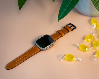 Correa de reloj de cuero natural personalizada, correa para Apple Watch