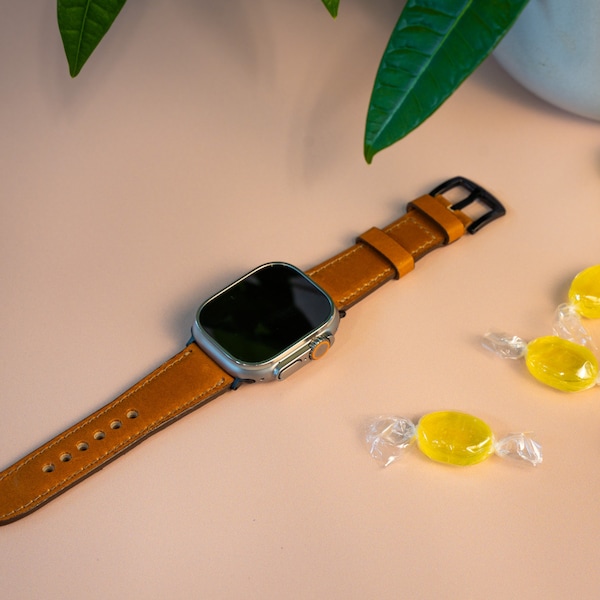 パーソナライズされた天然皮革のウォッチストラップ、Apple Watchバンド