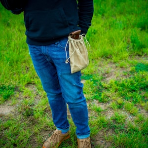 Waxed Canvas Hiking Bag, Personalized Foraging Pouch, Gathering Belt Bag, Mushroom Berry Bag, Tool Pouch, Bushcraft Golf Bag, Camping Gift
