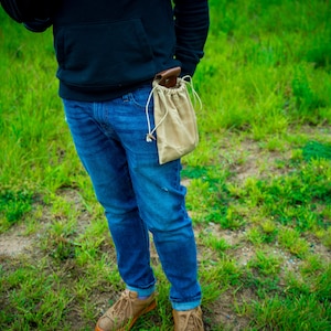 Waxed Canvas Hiking Bag, Personalized Foraging Pouch, Gathering Belt Bag, Mushroom Berry Bag, Tool Pouch, Bushcraft Golf Bag, Camping Gift image 1