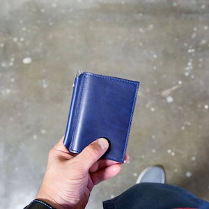 Pocket Size Notebook with a Pen, Refillable Leather Cover for Extra Small Moleskine Volant, Mini Journal Cover Personalized, 5 colors Blue