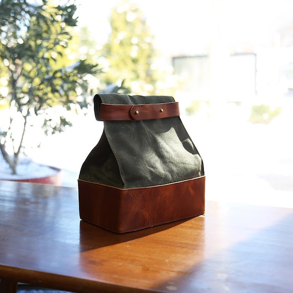 Leather Lunch Bag Etsy