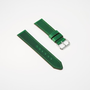 Green Leather Watch Band / Leather Watch Strap 20mm, 22mm, 24mm / Handmade Watch Strap Green Leather / Milwaukee Leather Wristwatch Strap