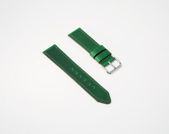 Green Leather Watch Band / Leather Watch Strap 20mm, 22mm, 24mm / Handmade Watch Strap Green Leather / Milwaukee Leather Wristwatch Strap